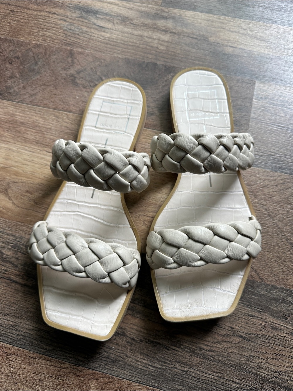 Dolce Vita Braided Double-Strap Slide Sandals in Ivory
